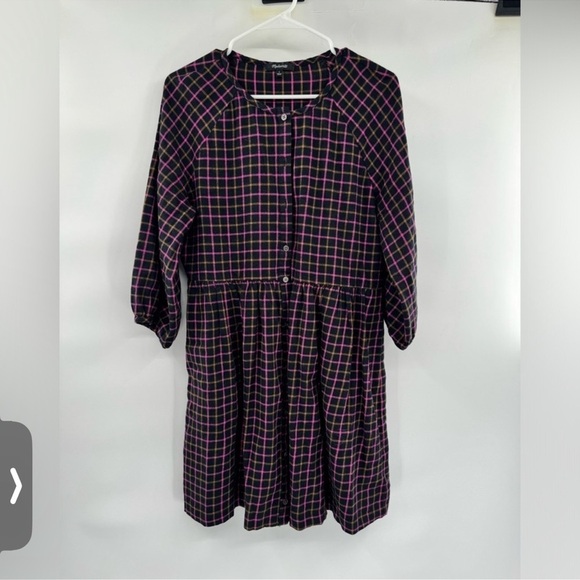 Madewell plaid flannel raglan babydoll dress half sleeve size 2 - Picture 1 of 13